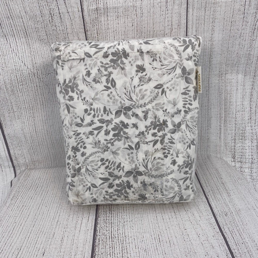 Papyrus Sheet Set Queen White Floral Spray Gray Botanical 100% Cotton Neutral